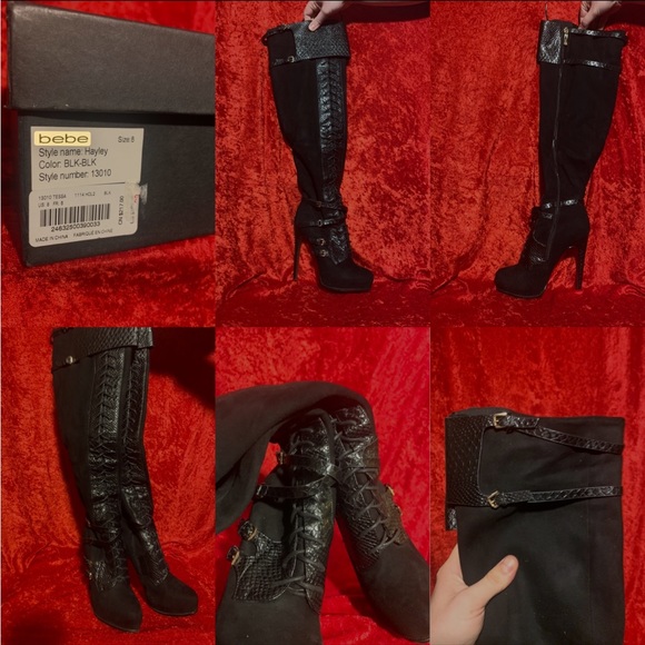 Bebe over the knee stiletto boots with gold details - Picture 4 of 4